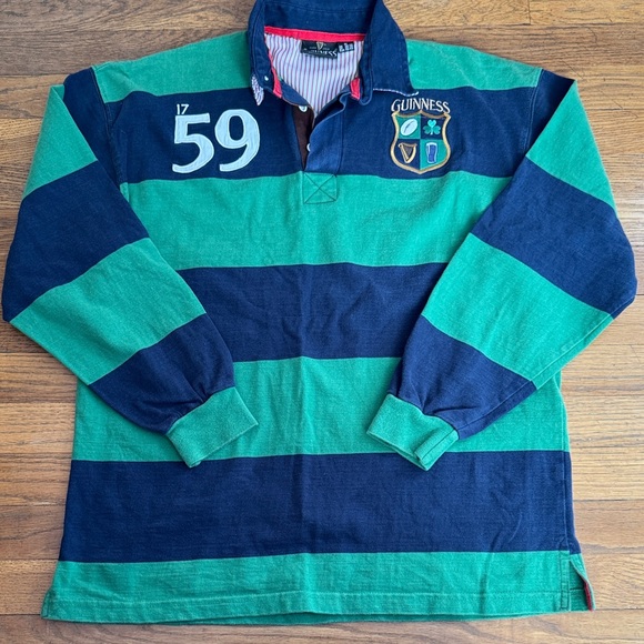 Guinness Other - 🍀Guinness green/navy striped rugby shirt. Size M.
